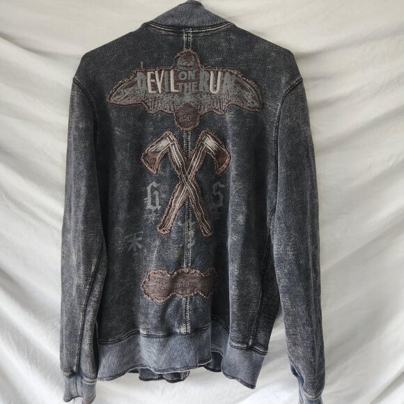 GUESS Devil on the Run Bomber Jacket Sweater - Size L - Picture 1 of 12